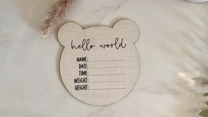 Custom Round Wooden Birth Announcement Sign