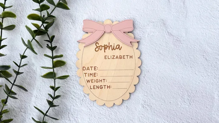 Girly Girl Script Baby Name Announcement