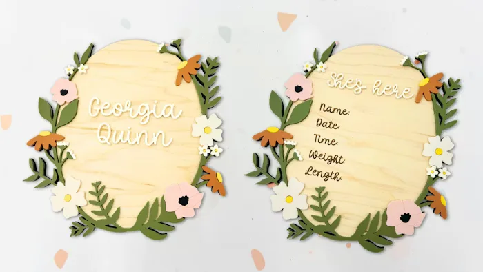 Double Sided Wooden Birth Announcement Sign
