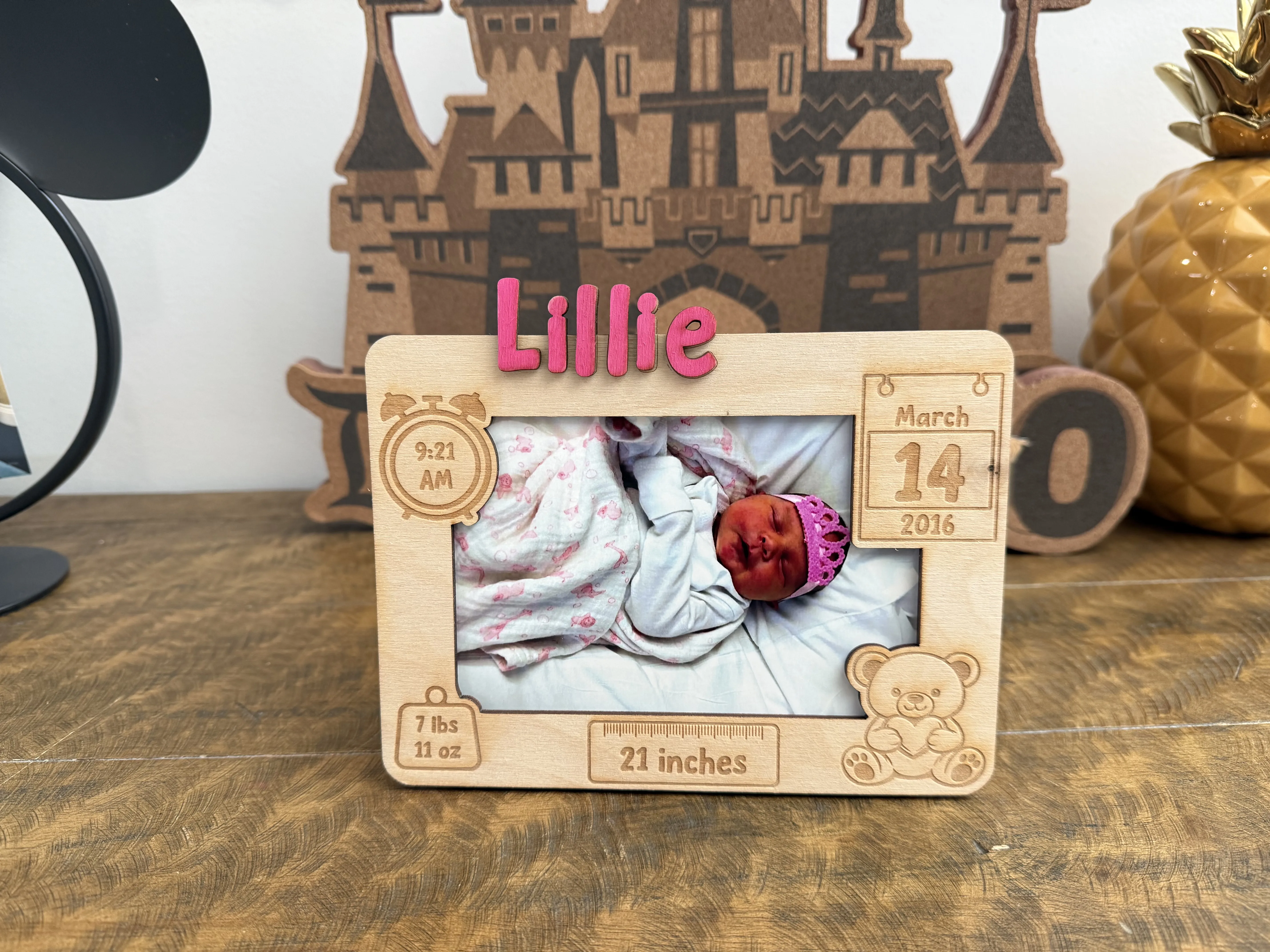 Teddy Bear Themed Birth Announcement Frame
