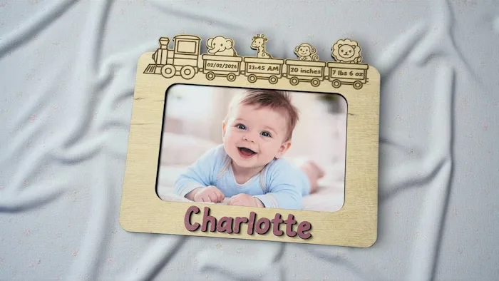 Train Themed Birth Announcement Frame
