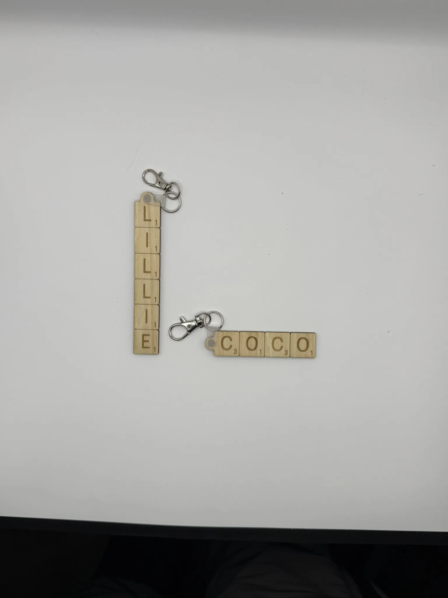 Personalized Scrabble Style Wooden Keychain