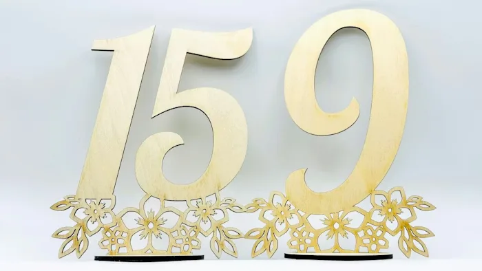 Floral Engraved Wedding Table Numbers