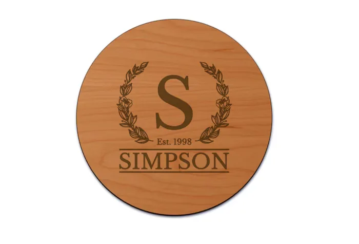 Monogrammed Wooden Wedding Coaster